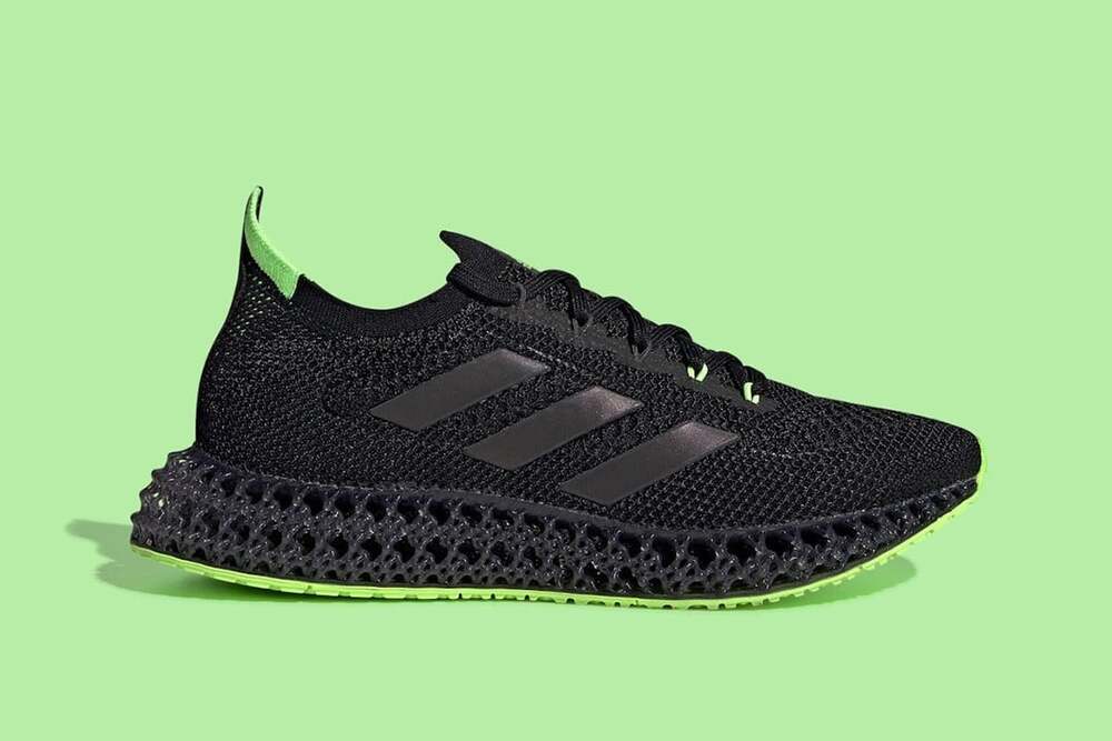 Size 9 Men's Adidas 4DFWD Core Black Carbon Green Sneakers 3D Print Midsoles